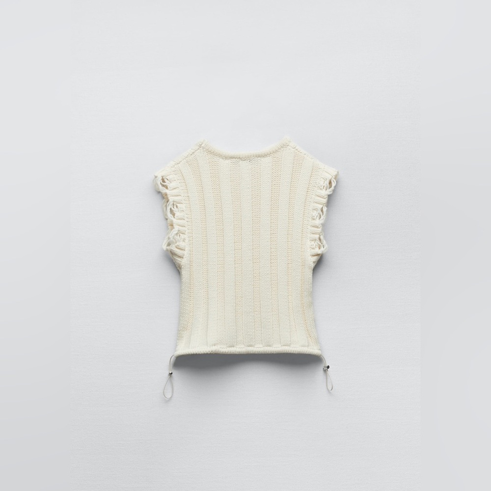 Zara Ecru Laced Knit Top - Size M - NWT
